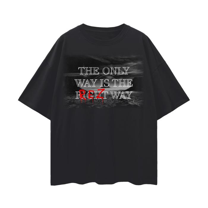 "THE ONLY WAY IS THE REZ WAY" Oversize Deep Drop Shoulder Tee