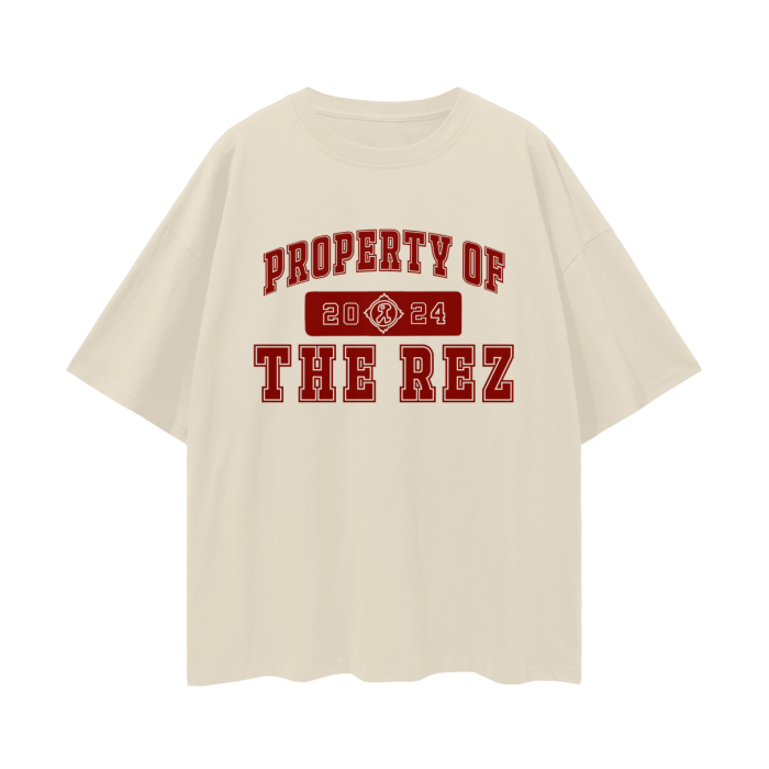 "PROPERTY OF THE REZ" Oversize Deep Drop Shoulder Tee